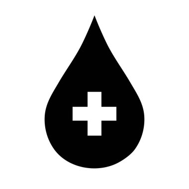 Siyah bağış haç ile damla kan işareti