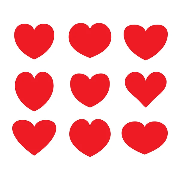 Corazón rojo icono conjunto vector — Vector de stock