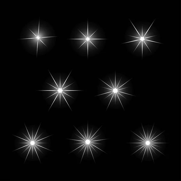 Conjunto vetorial de estrelas de luzes cintilantes — Vetor de Stock