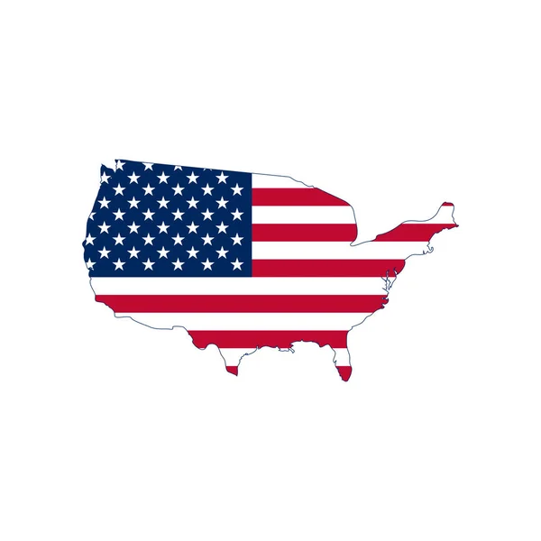 Bandera y mapa USA vector — Vector de stock