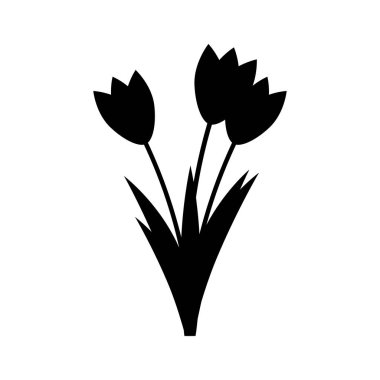 Beyaz arka planda izole edilmiş lale simgesi vektörü