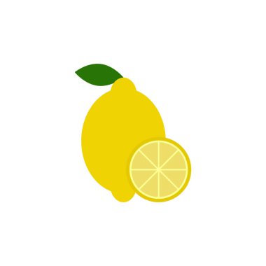 Beyaz arka planda izole limon meyve vektör simgesi