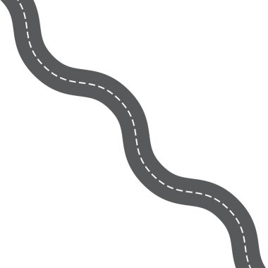Vektör beyaz işaretler ile kavisli yol. Vektör çizimi