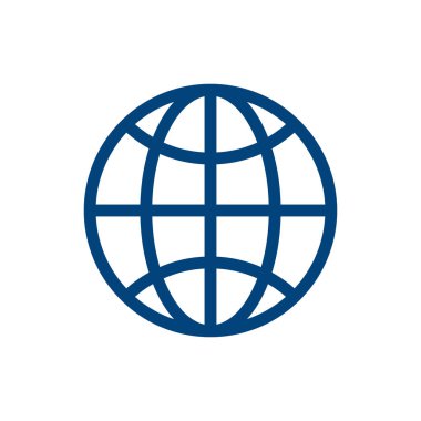 Web simgesi vektörü beyaz arka planda yalıtılmış. Küre Simgesi