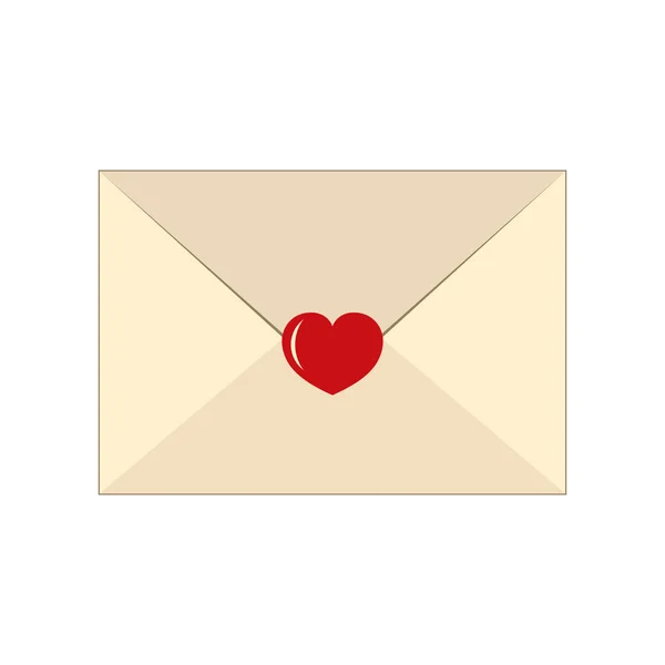 Envelope com coração isolado em fundo branco — Vetor de Stock