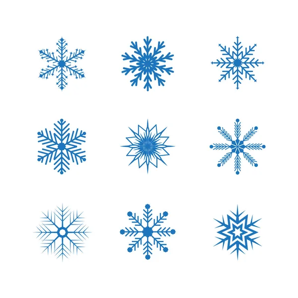 Sada sněhových vloček izolovaných na bílém pozadí — Stockový vektor