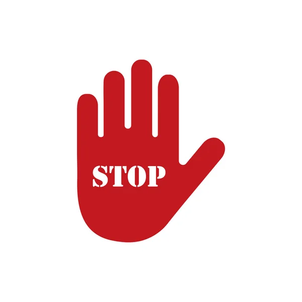 Stop sign icon with hand isolated on white background — Stock Vector