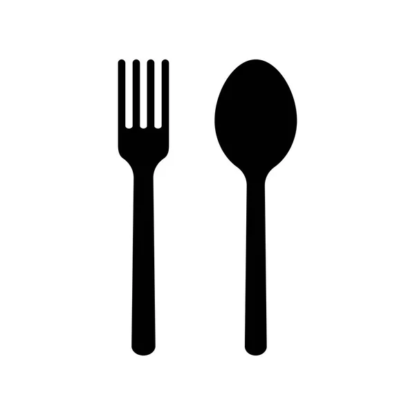 Pictograma lingură și furculiță izolată pe fundal alb. Ilustrație vectorială — Vector de stoc
