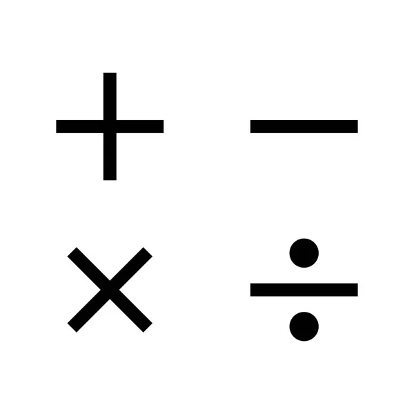 Vector de símbolos matemáticos. Más, menos, multiplicación y signo de división — Archivo Imágenes Vectoriales