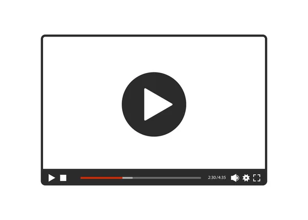 Reproductor de vídeo para web en blanco y negro, vector — Archivo Imágenes Vectoriales
