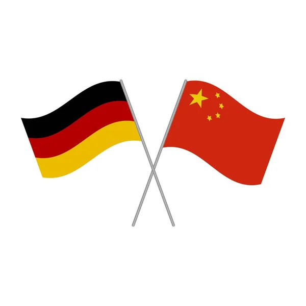 Vector de banderas de Alemania y China aislado sobre fondo blanco — Vector de stock