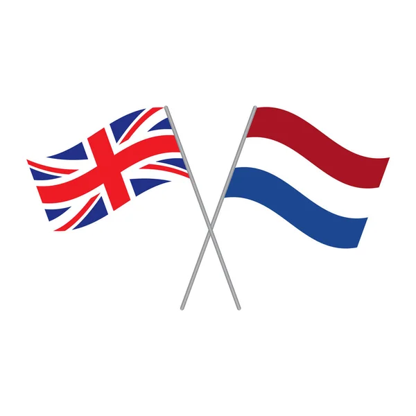 荷兰和英国标志向量隔离在白色背景 — 图库矢量图片