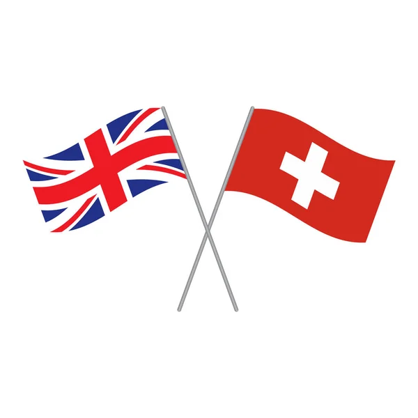 Brytyjskie i szwajcarskie flagi wektor izolowane na białym tle — Wektor stockowy