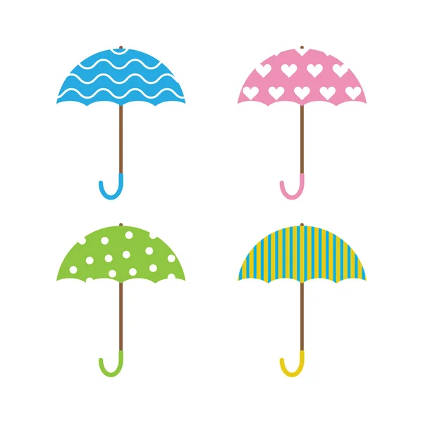 Set of colorful umbrellas vector isolated on white background — Stock Vector