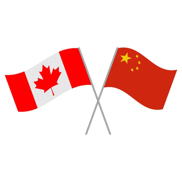 Вектор флагов Канады и Китая изолирован на белом фоне — стоковый вектор
