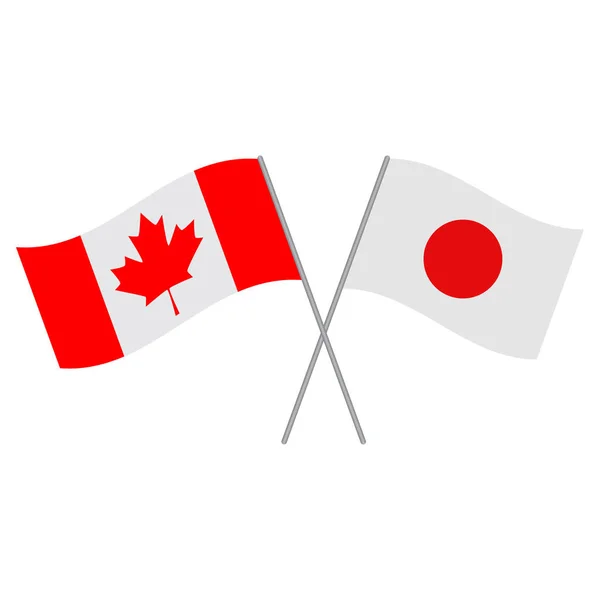 Vector de banderas japonesas y canadienses aislado sobre fondo blanco — Vector de stock