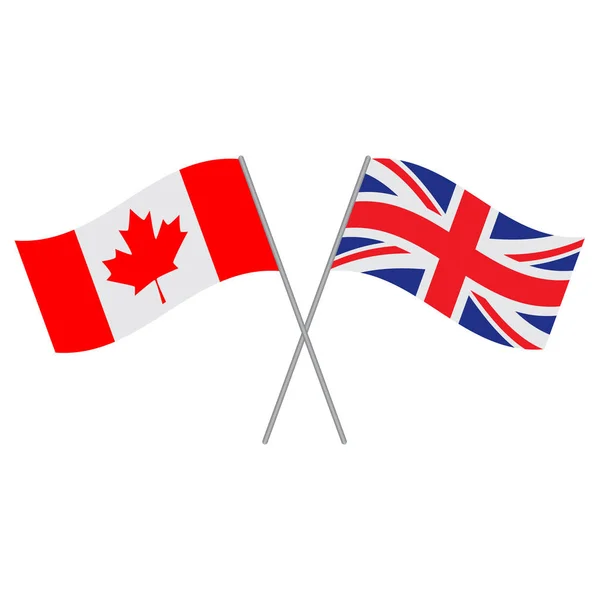 Вектор британских и канадских флагов на белом фоне — стоковый вектор