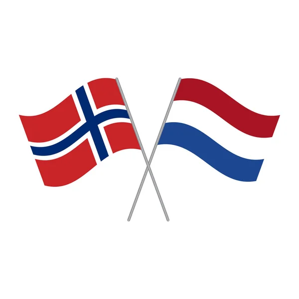 Paesi Bassi e Norvegia bandiere vettore isolato su sfondo bianco — Vettoriale Stock