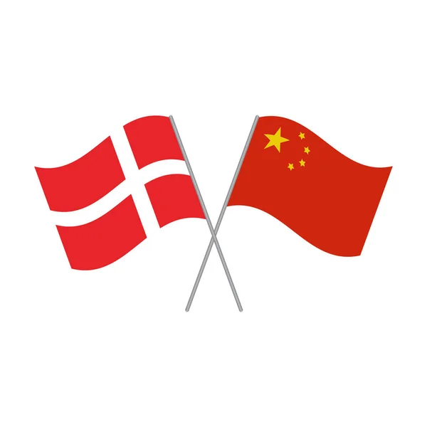 Bandiere cinesi e danesi vettoriale isolato su sfondo bianco — Vettoriale Stock