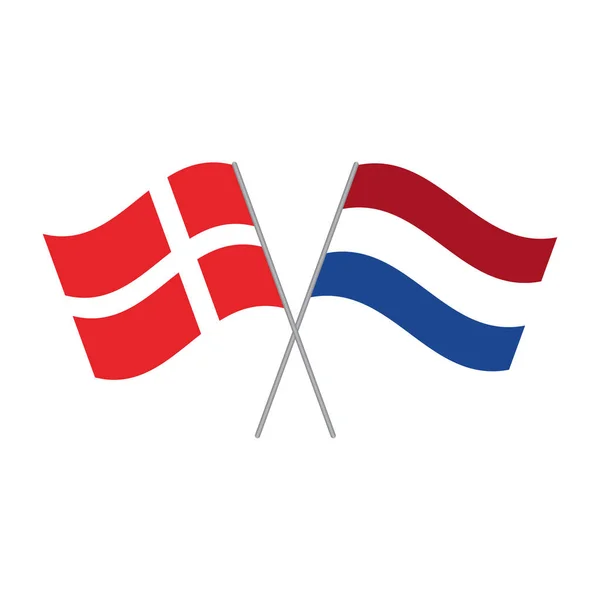 Vector de banderas holandés y danés aislado sobre fondo blanco — Vector de stock