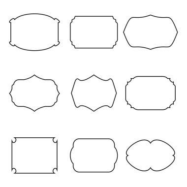 Vektör çıkartmalar, çerçeveler, boş vintage etiketler seti