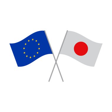 Avrupa Birliği ve Japon bayrakları vektör beyaz arka plan üzerinde izole
