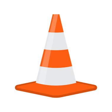 Beyaz arka planda yalıtılmış trafik konisi vektör simgesi