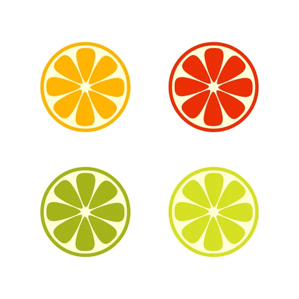 白い背景に分離されたベクトル柑橘類のスライス — ストックベクタ