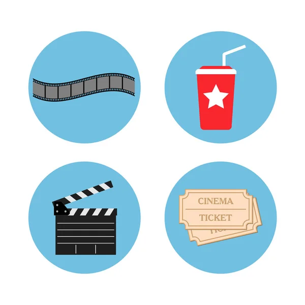 Cinema icons vector. Film en film iconen geïsoleerd op witte achtergrond — Stockvector