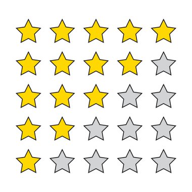 Beyaz arka planda yıldız derecelendirme vektör simgesi