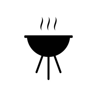 Barbekü simgesi, beyaz arka plan üzerinde izole bbq vektör illüstrasyon