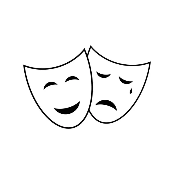 Theater masker vector pictogram geïsoleerd op witte achtergrond — Stockvector