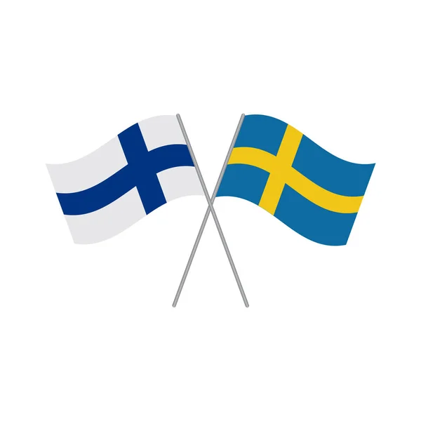 Finské a švédské vlajky vektoru izolované na bílém pozadí — Stockový vektor