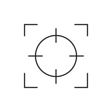 Kamera odaklı lens vektör simgesi beyaz arkaplanda izole edildi