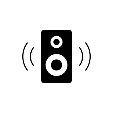 Beyaz arkaplanda izole edilmiş vektör simgesi. Vektör ses hoparlörü simgesi