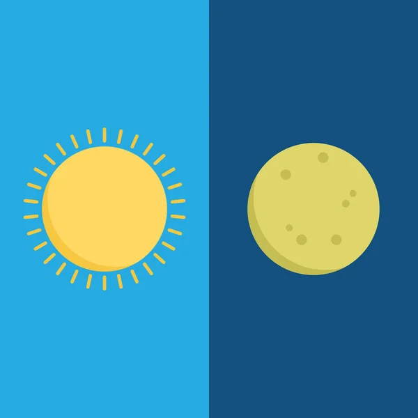 Denní a noční vektor, slunce a měsíc — Stockový vektor