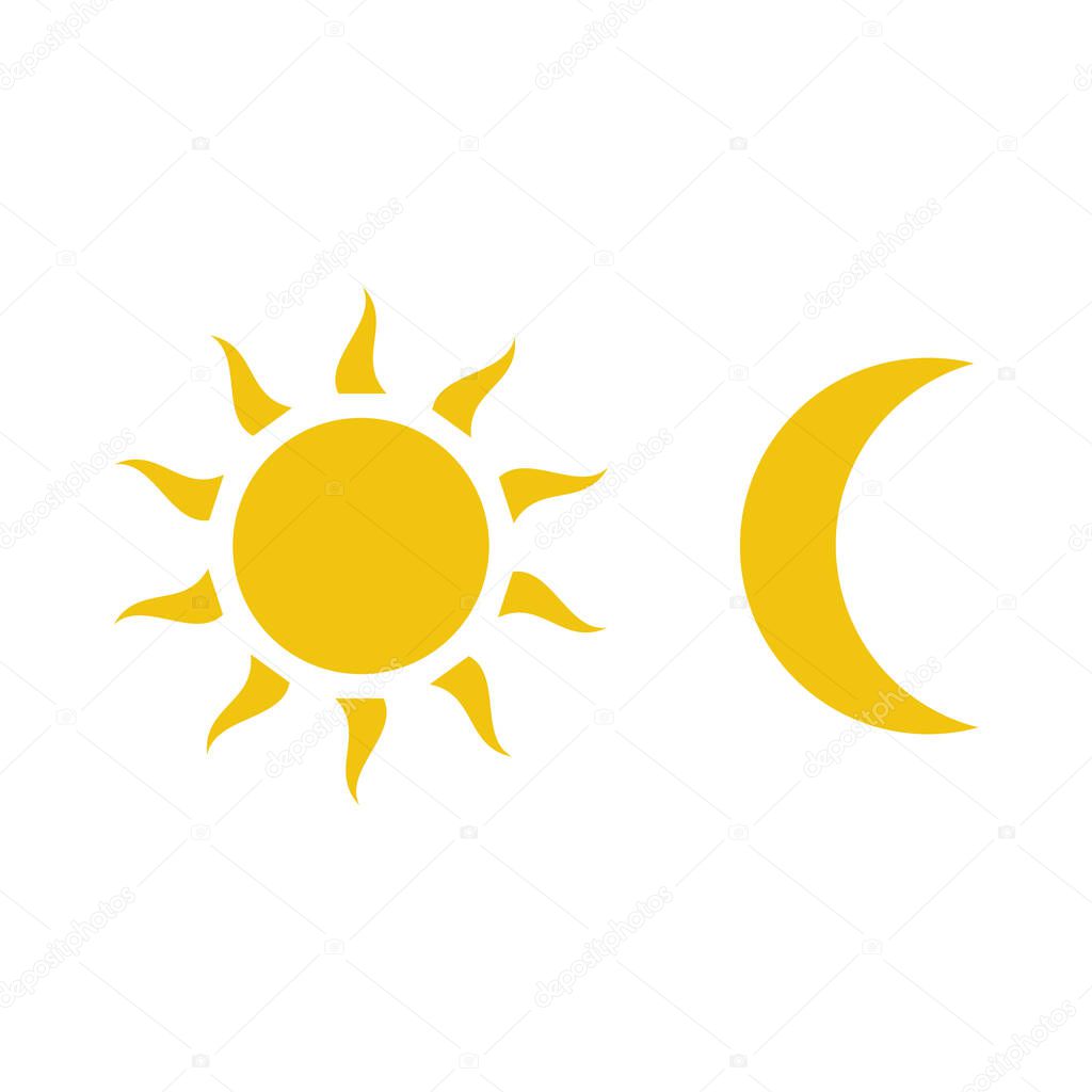 Moon and sun icon vector isolated on white background