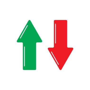 Yukarı ve aşağı ok simgesi beyaz arkaplanda izole edildi. Vektör illüstrasyonu