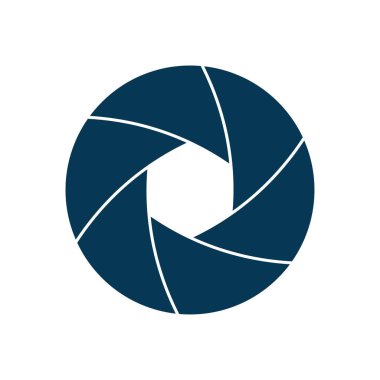 Kamera merceği deklanşör simgesi beyaz arkaplanda izole edildi. Vektör illüstrasyonu