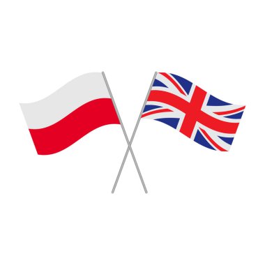 Polish and British flags icon isolated on white background. Vector illustration clipart
