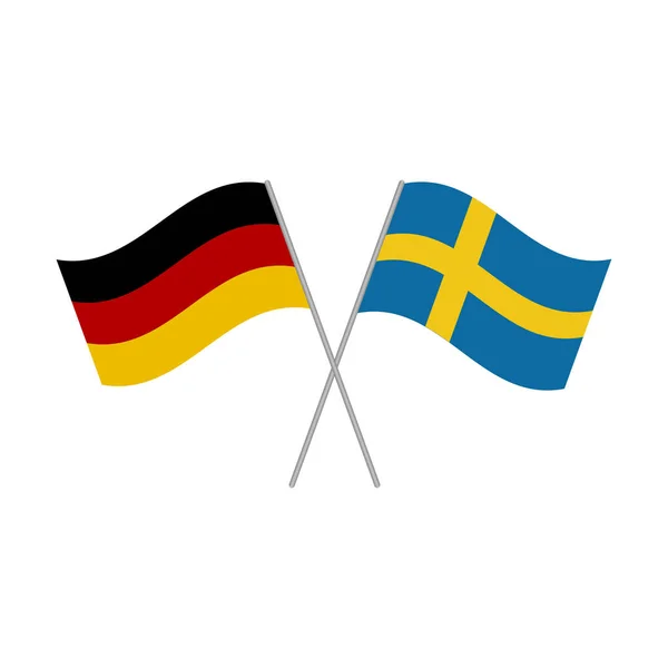 Tyska Och Svenska Flaggor Ikon Isolerad Vit Bakgrund Vektorillustration — Stock vektor