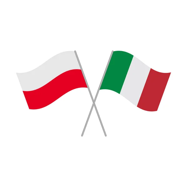 Poolse Italiaanse Vlaggen Pictogram Geïsoleerd Witte Achtergrond Vectorillustratie — Stockvector