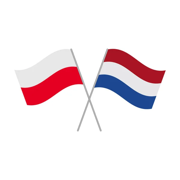 Icona Delle Bandiere Olandesi Polacche Isolata Sfondo Bianco Illustrazione Vettoriale — Vettoriale Stock