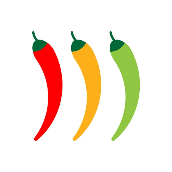 Hot Pepper Set Pictogram Geïsoleerd Witte Achtergrond Vectorillustratie — Stockvector