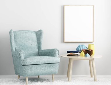 Modern oturma odası. 3 Boyutlu Hazırlama