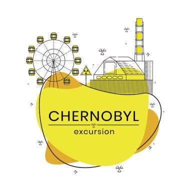 Çernobil sınırlama bölgesine gezintiler. Düz vektör illüstrasyonu