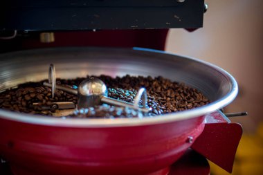 Taze kahve çekirdekleri - taze kavrulmuş soğutucu profesyonel makine iplik