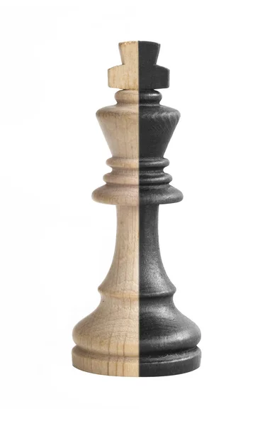 Rei Xadrez Mostrando Sua Dualidade Fundo Preto Branco — Fotografia de Stock