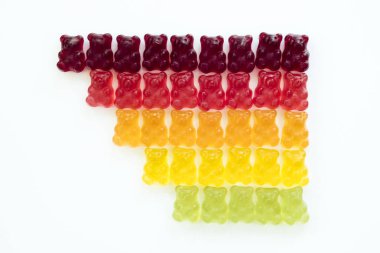 Grup izole arka plan renkleriyle tarafından sipariş şeker