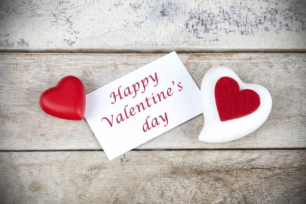 Biglietto Auguri San Valentino Sul Tavolo Legno Con Testo Buon — Foto Stock